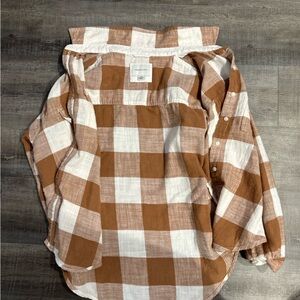 American Eagle Brown and White Flannel